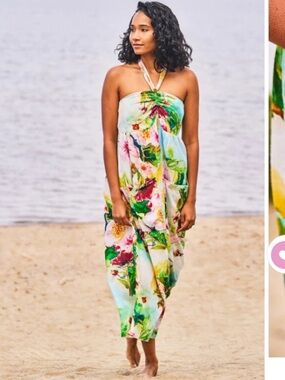 April Cornell 💯 Cotton Watercolour Peony Midi/Maxi Sundress S